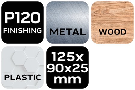 Gąbka ścierna 125 x 25 x 90 mm, K120, skośna