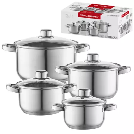 Komplet garnków ze stali nierdzewnej Polpo 8 elementów