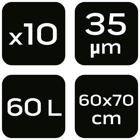 Worki na odpady 60 L, brązowe, 35 mic, 10 szt.