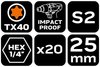 Bity udarowe TX40 x 25 mm, 20 szt.