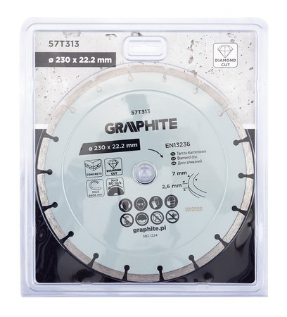 Tarcza diamentowa do cięcia segmentowa, 230 x 22.2 mm, na sucho