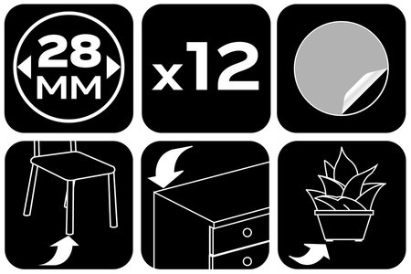 Podkładki filcowe okrągłe samoprzylepne, białe 28 mm, 12 szt.