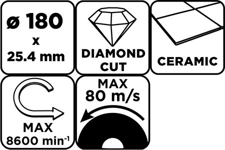 Tarcza diamentowa do cięcia pełna, 180 x 25.4 mm, na mokro
