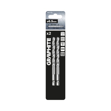 Wiertło do metalu Hex 6,5 mm;, 2 szt.