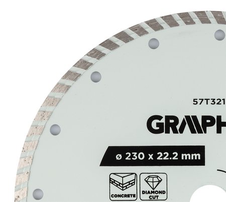 Tarcza diamentowa do cięcia turbo, 230 x 22.22 mm, na sucho i mokro