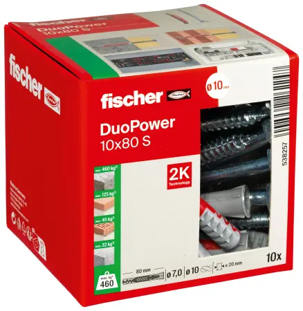 Fischer Kołek Uniwersalny Długi DuoPower 10x80 S z Wkrętem (10 szt.) 538257