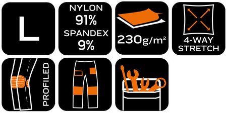 Spodnie robocze Mix&Match, 4 way stretch, z kaburami, Cordura, szaro-czarne, rozmiar L