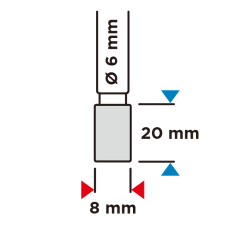 Frez do metalu HM, typ A (walcowy), 8 x 20 mm, trzpień 6 x 45 mm
