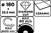 Tarcza diamentowa do cięcia pełna, 180 x 22.2 mm, na mokro