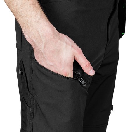 Spodnie robocze Mix&Match, 4 way stretch, z kaburami, Cordura, czarne, rozmiar M