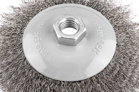 Szczotka druciana tarczowa 125 mm, drut karbowany, stalowy, M14