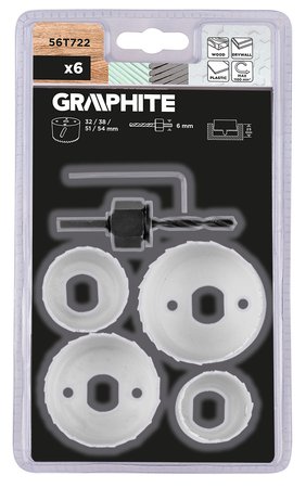 Otwornice z adapterem, 32-54 mm, zestaw 6 szt.