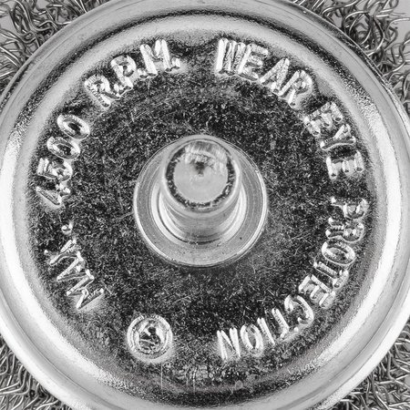 Szczotka druciana doczołowa 50 mm, drut karbowany, stalowy, z trzpieniem 6 mm