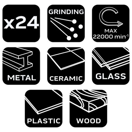 Akcesoria do miniszlifierki, taśmy szlifierskie, ściernice listkowe, zestaw 24 szt.