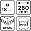 Wiertło do betonu SDS Plus z podwójną spiralą 18 x 260 mm