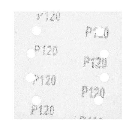 Papiery ścierne na rzep, kwadrat 113 x 113 mm, P120, 5 szt., z 8 otworami do 04-623