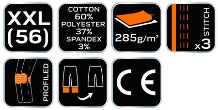 Spodnie robocze HD Slim, odpinane kieszenie, rozmiar XXL