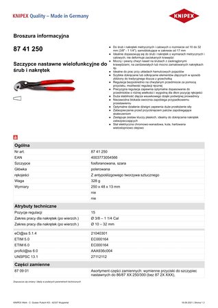 SZCZYPCE NASTAWNE WIELOFUNKCYJNE DO ŚRUB I NAKRĘTEK 250MM