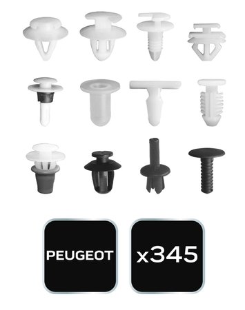 Zestaw spinek samochodowych Peugeot, 345 sztuk