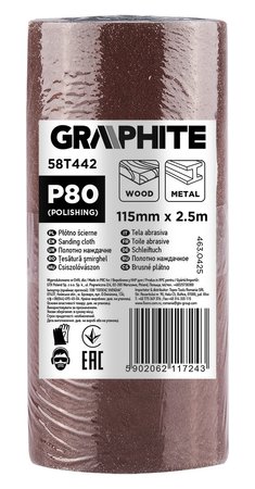 Płótno ścierne w rolce 2,5 m x 115 mm, P80