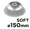 Szczotka druciana do kosy spalinowej 150 x 25,4 mm, miękka, druty falowane