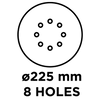 Krążki ścierne 225 mm, K120, 5 szt., z otworami