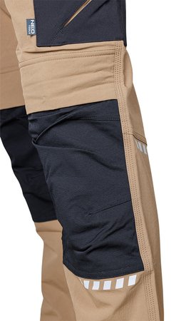 Spodnie robocze Mix&Match, 4 way stretch, z kaburami, Cordura, beżowo-czarne, rozmiar L