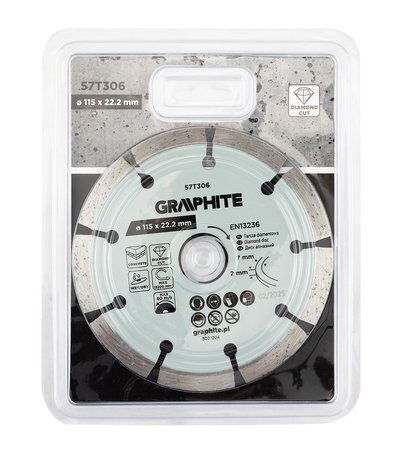 Tarcza diamentowa do cięcia segmentowa, 115 x 22.2 mm, na sucho i mokro