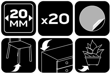 Podkładki filcowe okrągłe samoprzylepne, ciemnobrązowe 20mm, 20 szt.