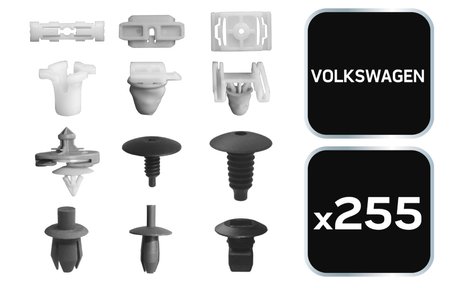 Zestaw spinek samochodowych Volkswagen, 255 sztuk