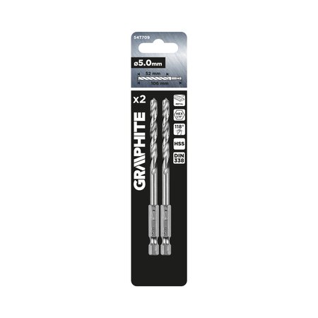 Wiertło do metalu Hex 5.0 mm, 2 szt.