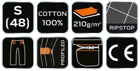 Spodnie robocze PREMIUM, 100% bawełna, ripstop, rozmiar S