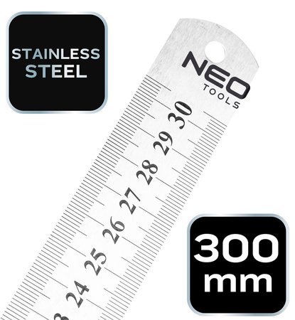 Przymiar liniowy 30 cm, stal nierdzewna