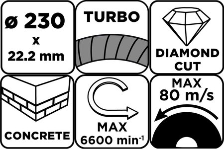 Tarcza diamentowa do cięcia turbo, 230 x 22.22 mm, na sucho