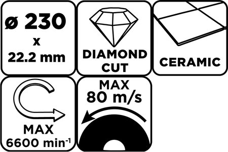 Tarcza diamentowa do cięcia pełna, 230 x 22.2 mm, na mokro