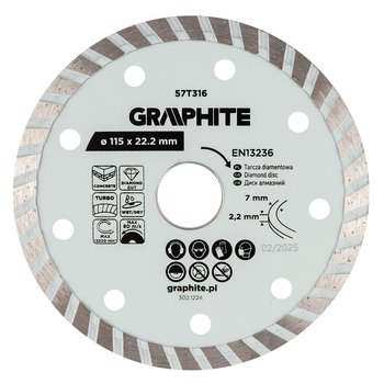 Tarcza diamentowa do cięcia turbo, 115 x 22.22 mm, na sucho i mokro