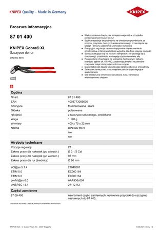 SZCZYPCE DO RUR COBRA XL 400MM