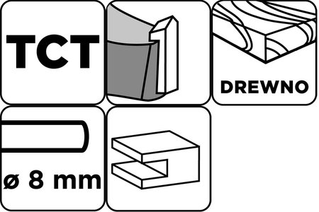 Frez do drewna z łożyskiem, ozdobny, widiowy, 32 x 10 mm, trzpień 8 mm