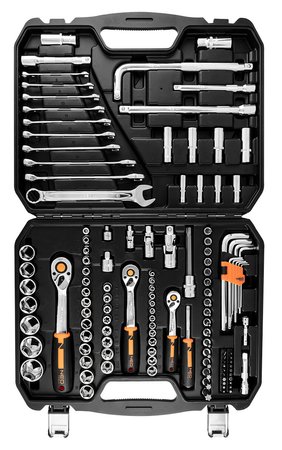 Klucze nasadowe 1/4", 3/8", 1/2", zestaw 126 szt., CrV