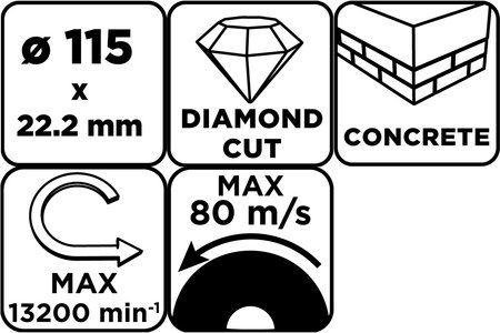 Tarcza diamentowa do cięcia segmentowa, 115 x 22.2 mm, na sucho