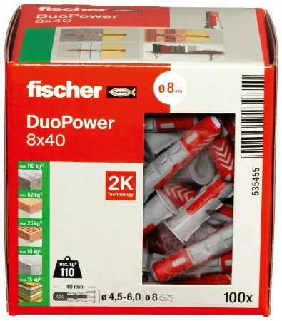 Fischer Kołek Uniwersalny DuoPower 8x40 (100 szt.) 535455