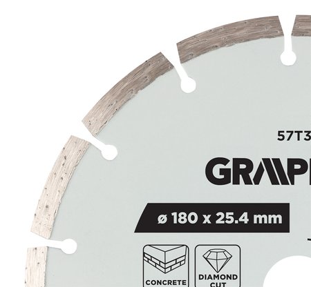 Tarcza diamentowa do cięcia segmentowa, 180 x 25.4 mm, na sucho