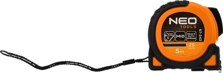 Miara zwijana stalowa Super Black 5 m x 25 mm, auto blokada, dwa przyciski stop, magnes