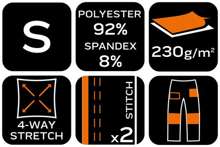 Spodnie robocze Mix&Match, 4 way stretch, granatowo-zielone, rozmiar S