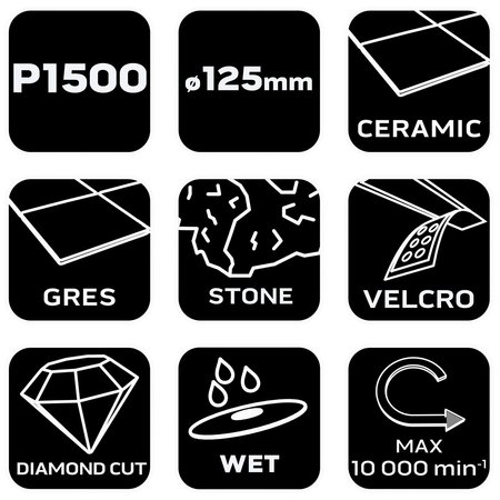 Diamentowy dysk polerski na rzep 125 mm, P1000