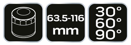 Klucz odginany (30° / 60°/ 90°), szczypcowy do filtrów oleju 63.5 - 116 mm