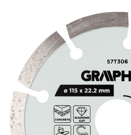 Tarcza diamentowa do cięcia segmentowa, 115 x 22.2 mm, na sucho i mokro
