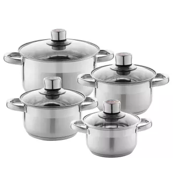 Komplet garnków ze stali nierdzewnej Florina z termometrem Pablo, 8 elementów