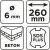 Wiertło do betonu SDS Plus z podwójną spiralą 6 x 260 mm
