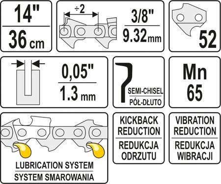 ŁAŃCUCH TNĄCY DO PILARKI 14'' 3/8'  1.3MM 52Z
